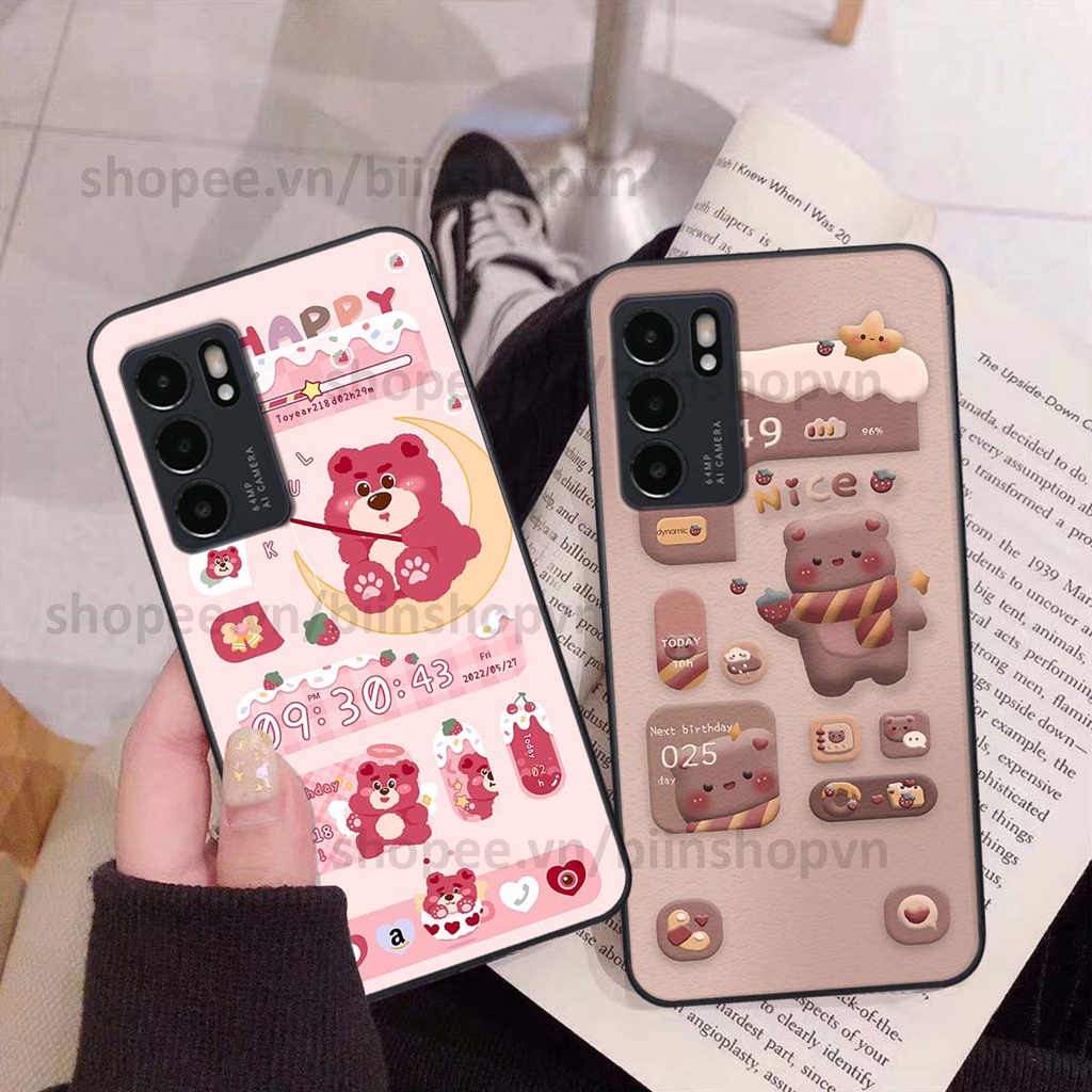 Ốp Oppo Reno6 / Reno6 Z 5G / Reno 6 in 3D icon gấu nổi siêu xinh, siêu đáng yêu, cá tính phong cách