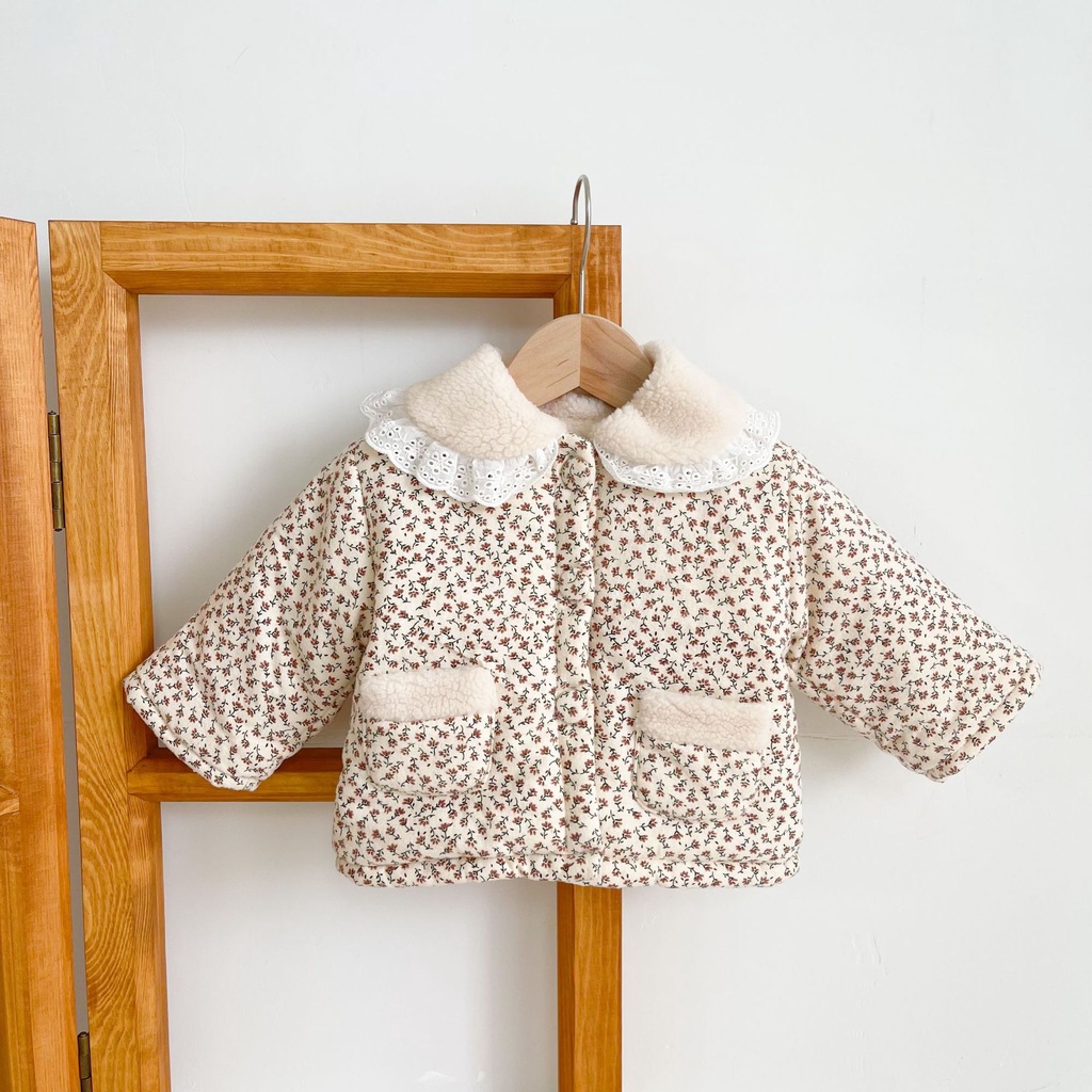 Áo khoác độn bông cotton giữ ấm mùa đông phong cách Hàn Quốc thời trang cho bé gái 0-3 tuổi l5kj
