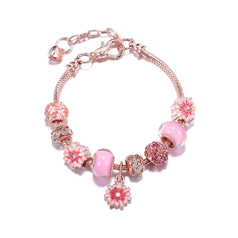 Vòng tay nữ full charm hoa đính đá pha lê thanh lịch Lavesta SUN109