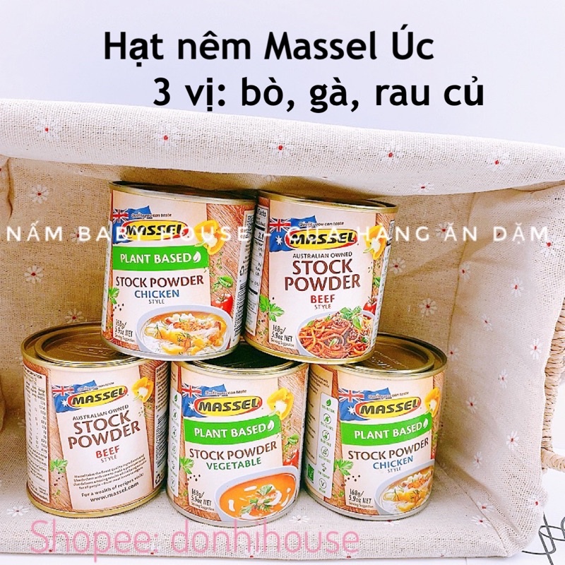 Date 10/24 Hạt nêm cho bé ăn dặm Massel Úc date mới nhất - vị rau củ, bò, gà