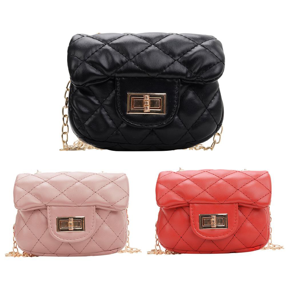 ♚Frendyest♚Girls PU Leather Geometry Diamond Kids Messenger Shoulder Bags Small Bags