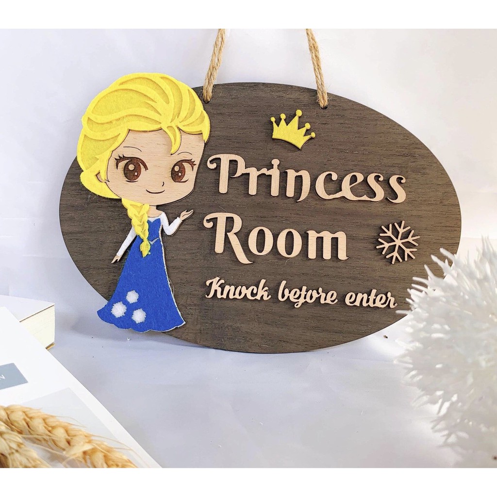 Bảng gỗ trang trí nhà Wc, princess room hồng , little angels room, princess room xanh .