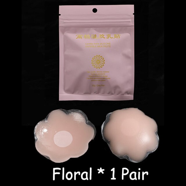 Set 6 cặp miếng dán ngực FINETOO bằng silicon hình cánh hoa không dây vô hình nâng ngực có thể tái sử dụng