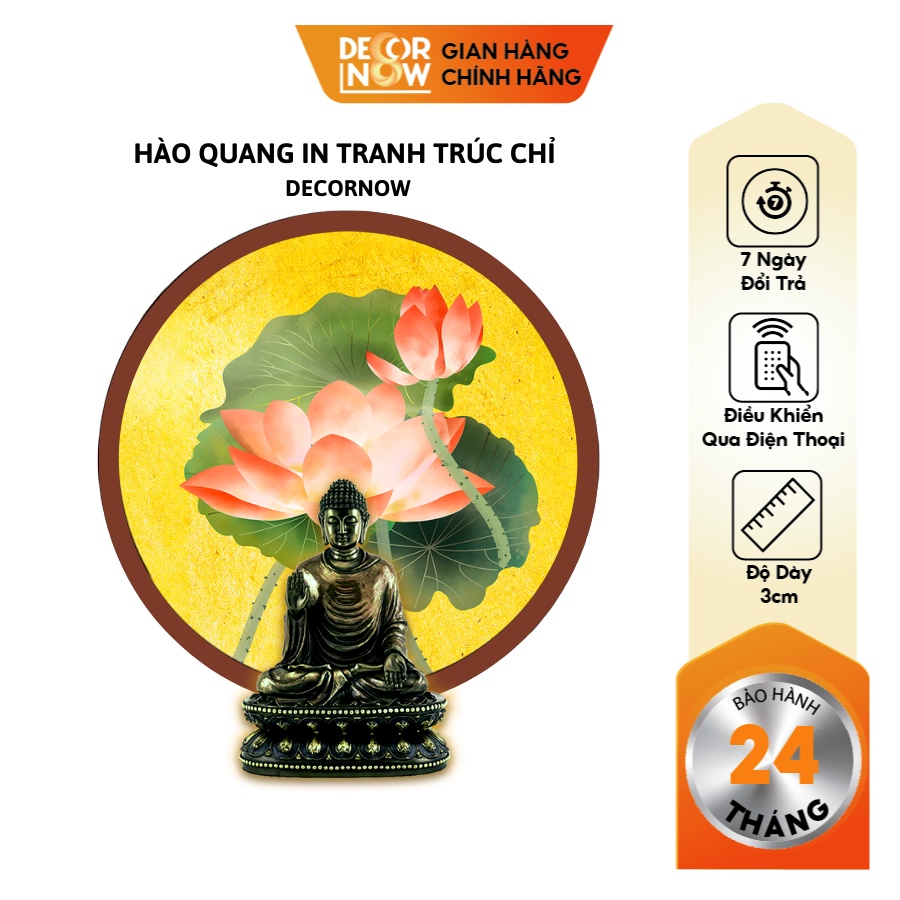 Đèn Hào Quang Phật In Tranh Trúc Chỉ DECORNOW 30,40 cm, Trang Trí Ban Thờ, Hào Quang Trúc Chỉ MÀU DCN-TC37