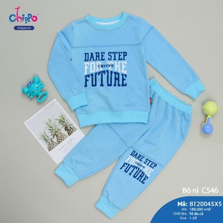 [Chippo] Bộ nỉ da cá xanh chữ