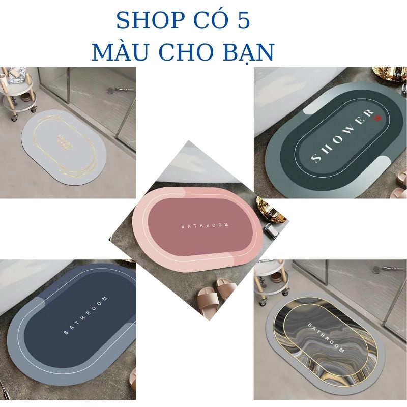 Thảm lau chân nhà tắm nhà bếp thấm nước chống trơn trượt 40x60 cm