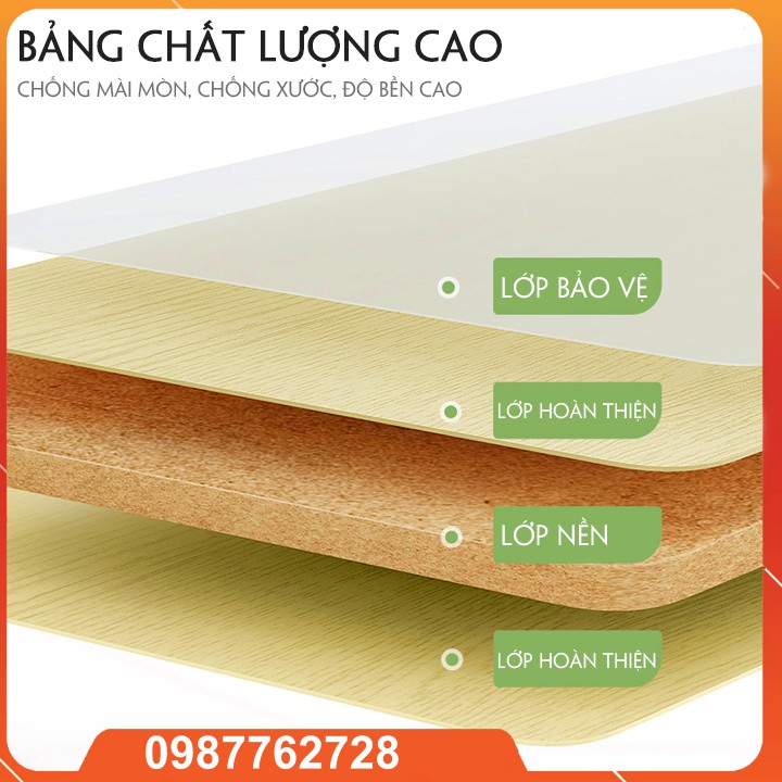 Bàn học kèm giá sách trẻ em gỗ công nghiệp có ngăn kéo giá chống mỏi chân, lan can bảo vệ sách trên cao