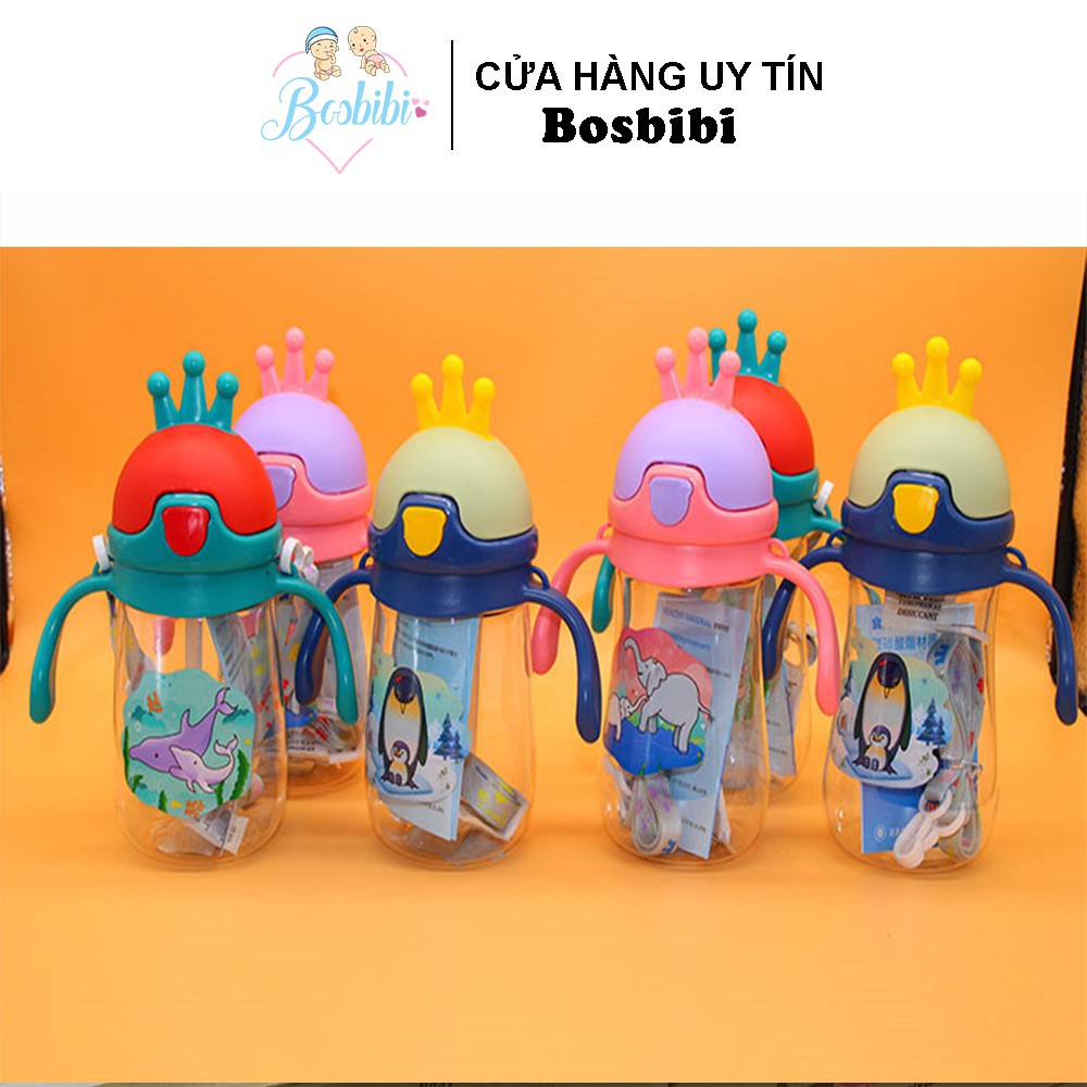 Bình tập uống, cốc tập uống có tay cầm + dây đeo siêu nhẹ 380ml