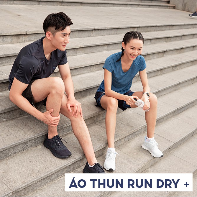 Áo thun thể thao nam KALENJI run dry + chuyên chạy bộ, nhanh khô - xanh dương đậm