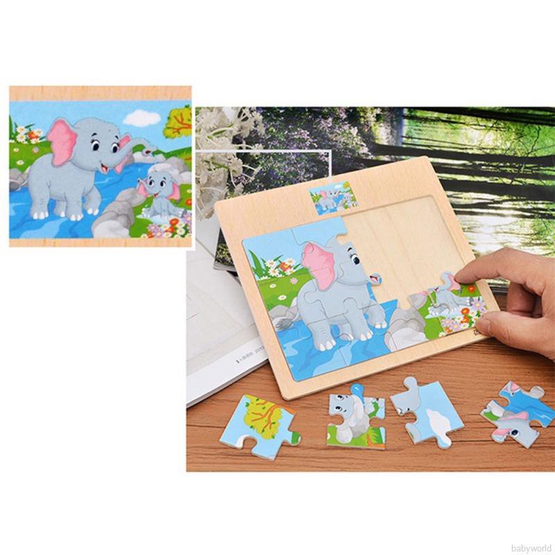 Bộ đồ chơi giáo dục xếp hình bằng gỗ hình chú voi 12 mảnh đáng yêu cho bé