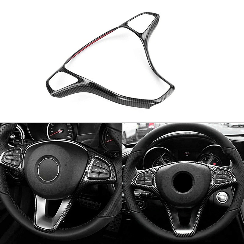 Viền Bọc Bảng Điều Khiển Vô Lăng Xe Hơi Bằng Sợi Carbon Cho Mercedes Benz W213 W205 X253 C E GLC 2014-2017