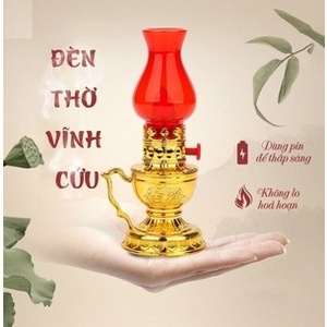 Đèn dầu thờ cúng chạy pin, Đèn thờ cúng vĩnh cửu siêu bền - Không dùng dây, nhỏ gọn, tiện lợi