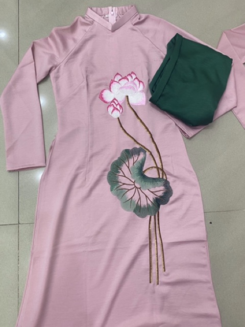 Áo dài lụa Tây Thi thêu tay kèm Quần