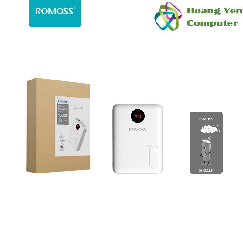 Sạc Dự Phòng Romoss OM10 MINI 10000mAh 2 USB, 3 Cổng Sạc Vào - Bh 1 Năm | Pin Dự Phòng Mini - chuyensiphukien1