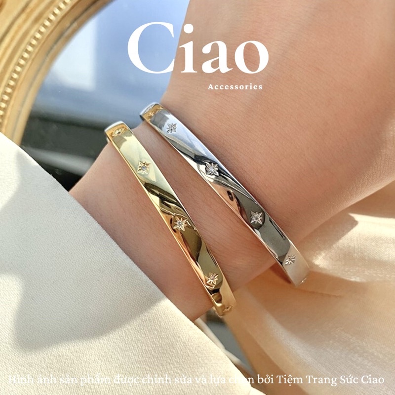 [HOT ITEMS] Vòng tay/ Lắc tay mạ bạc S925 thiết kế hoạ tiết sao đính đá phong cách La Vela Ciao