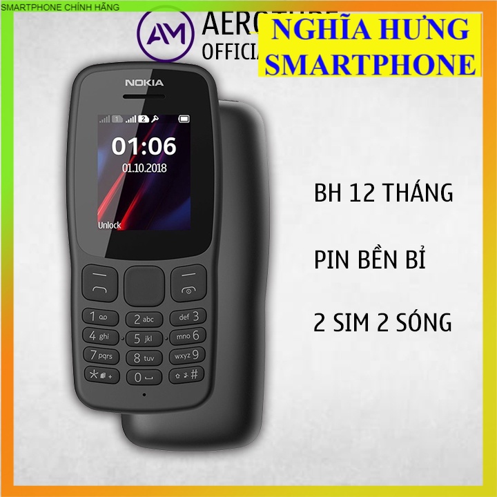 Điện thoại Nokia 106 - 2 sim thiết kế nhỏ gọn được bo cong mềm mại