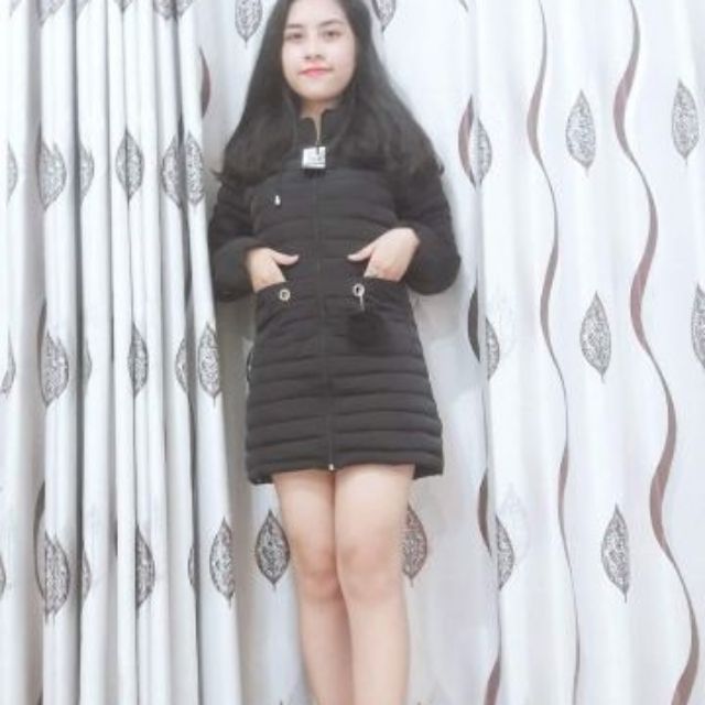 Áo phao nữ dáng dài quả bông