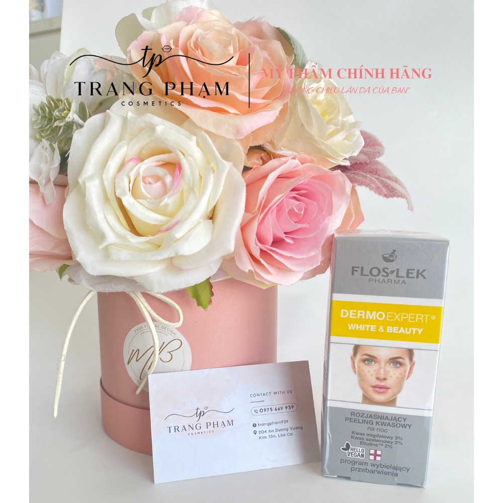 Tinh chất Peel tái tạo da, tẩy tế bào chết, làm sáng da, mờ đốm nâu Floslek Dermo Expert White & Beauty 30ml
