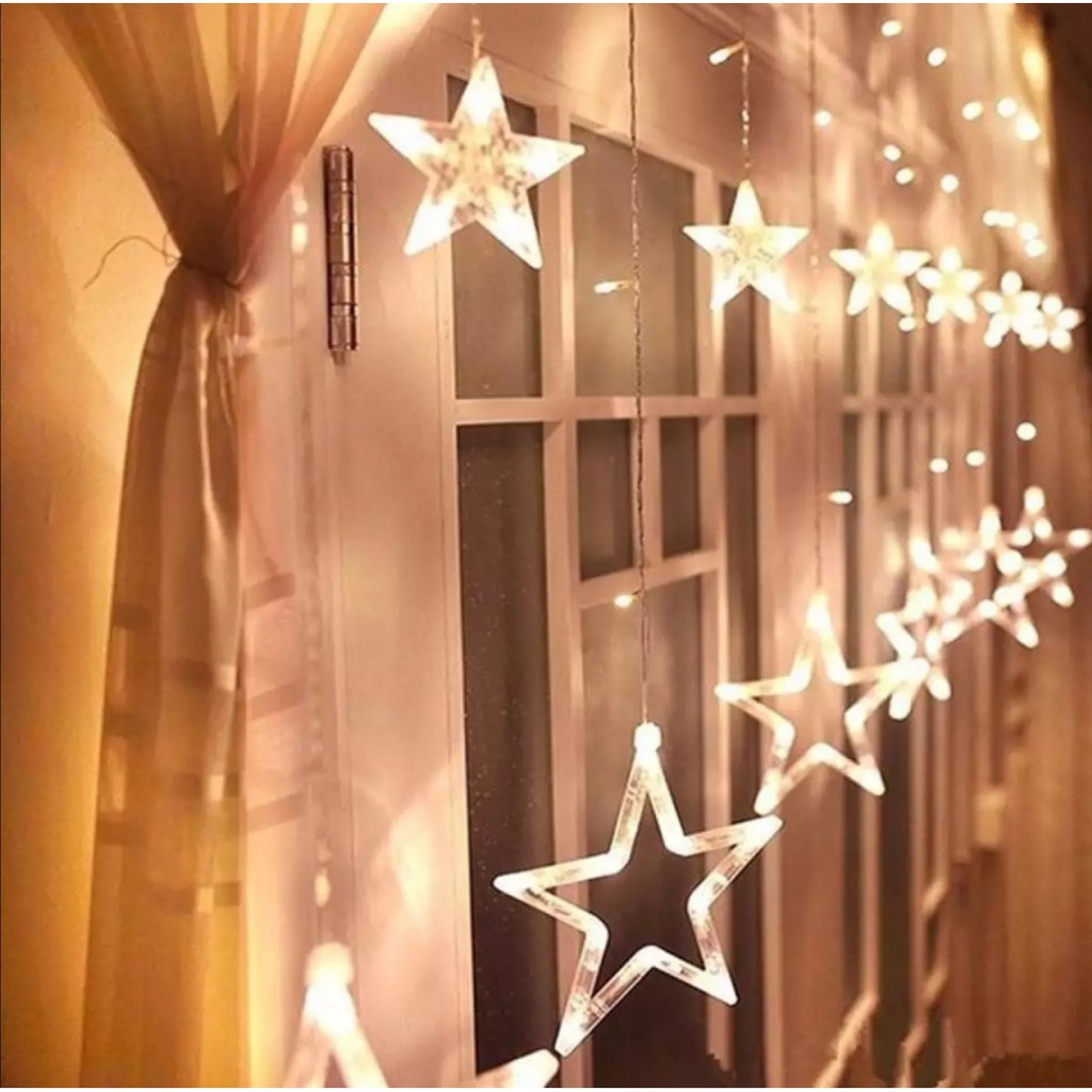 Đèn trang trí, đèn nháy hình ngôi sao nhiều chế độ. Dài 5m 12 bóng