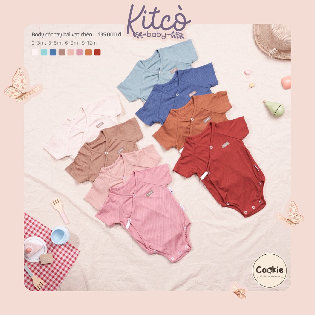 COOKIE Bodysuit cộc tay vạt chéo