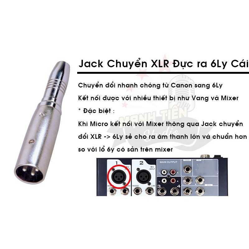 Jack Chuyển Đổi XLR Canon Đực Ra 6 Ly Cái, Đầu Chuyển Rắc Canon Đực Ra 6 Ly Cái Dùng Cho Hệ Thống Âm Thanh