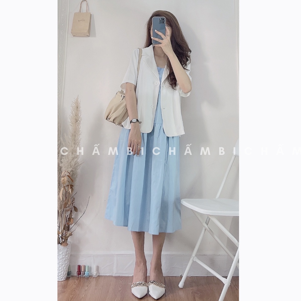 Áo vest cách điệu A.231, áo khoác cổ vest dáng ngắn hai cúc style Hàn Quốc cực xinh - Thời trang nữ Chấm Bi