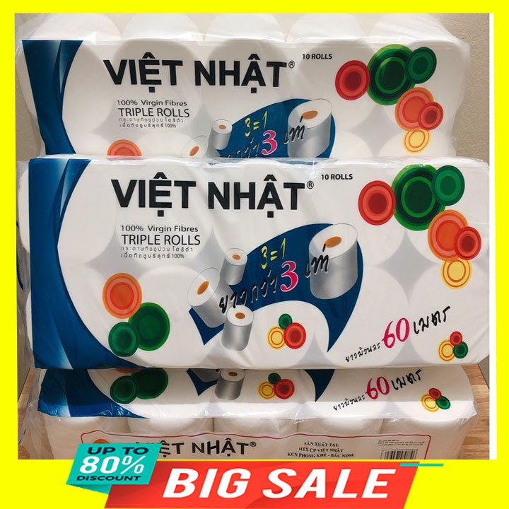 (Loại 1) Bịch giấy vệ sinh cuộn Việt Nhật 3 lớp loại 1 không lõi 850gram/1 bịch