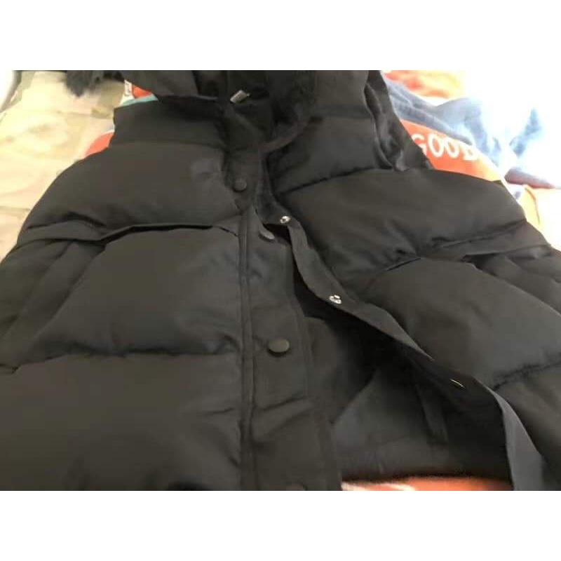 Áo gile phao ấm áp màu đen be cúc cài cổ bẻhàng quảng châu Phao nhẹ .Phao ulazzang . đen Be sữa