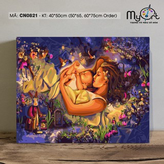 Tranh tô màu theo số CN0821 Tranh sơn dầu số hóa tự vẽ mẹ ôm con