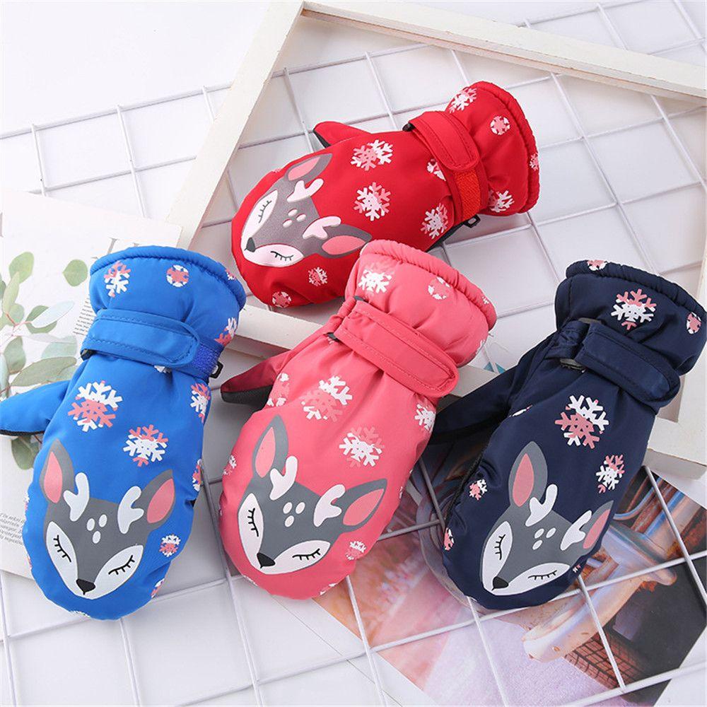 HS Găng Tay Trượt Tuyết Dày Dặn Ấm Áp Kiểu Hoạt Hình Đáng Yêu