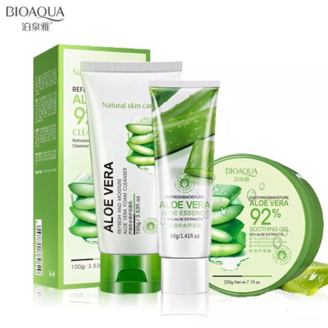 (hàng Mới Về) Bộ Sản Phẩm Bioaqua Chiết Xuất Lô Hội + Sữa Rửa Mặt 3 Trong 1 + Gel Rửa Mặt + Sữa Rửa Mặt