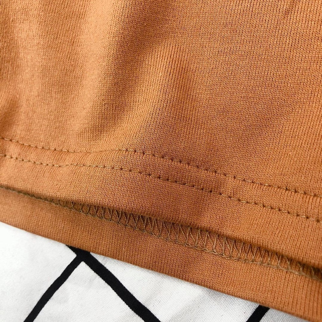 Áo thun cotton kẻ ngang MEANSTORE tee cổ tròn tay lỡ sọc phối màu pull oversize unisex form rộng nam nữ - Cam Đất