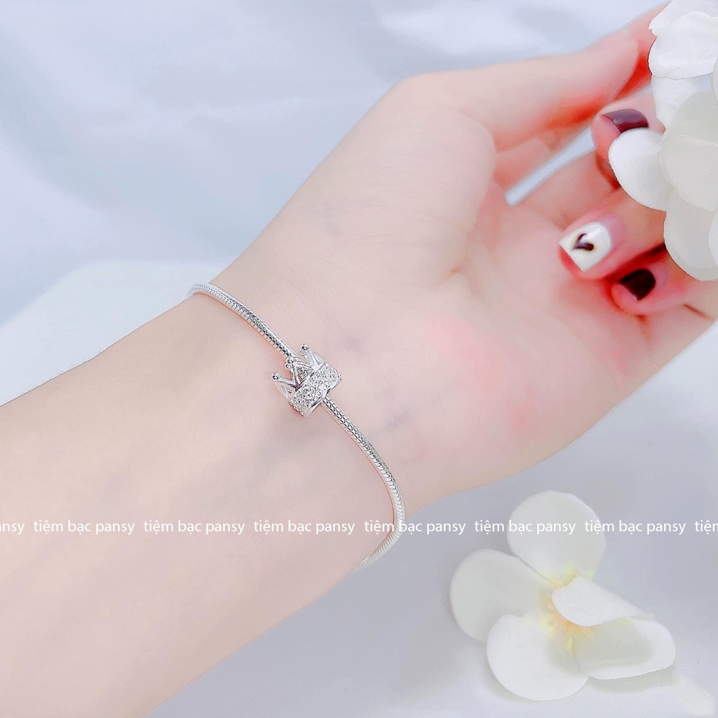 Vòng tay bạc nữ PANSY hình vương miện xinh xắn - Lắc tay thuôn dây mì chắc chắn bạc ta thật