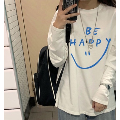 |Giá siêu xinh| Áo Mặt CườI Be Happy Unisex Nam Nữ phong cách Hàn Quốc cá tính chất nỉ trần bông từ 50-75kg (Sỉ từ 5 sp