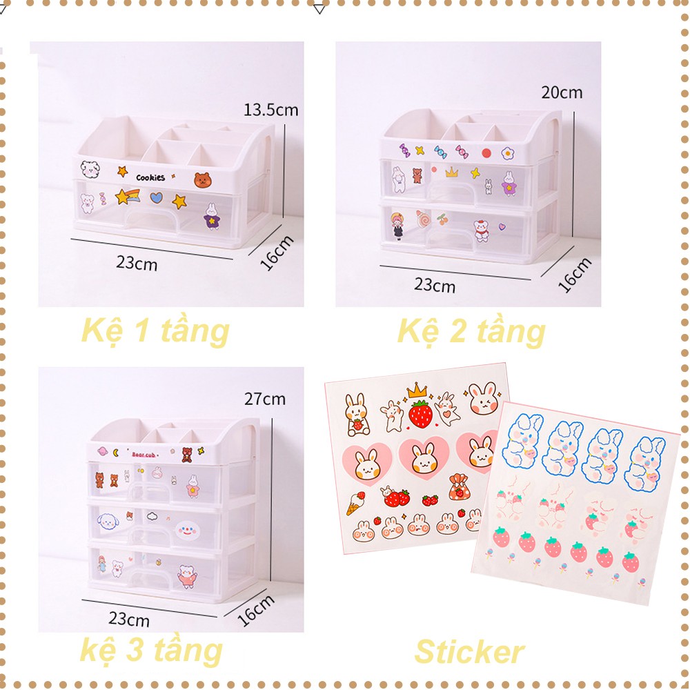 Kệ mỹ phẩm -kệ 2 tầng đồ trang điểm dễ thương Hàn Quốc vintage decor bàn học cute dễ thương đáng yêu