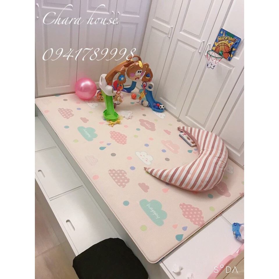 &lt;FREE SHIP&gt;KT 1m4x1m8 Thảm 100% Silicone Babycare-Parklon hình Happy Cloudy
