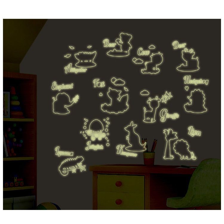 Decal dán tường Dạ quang Đàn thú - DDQ010