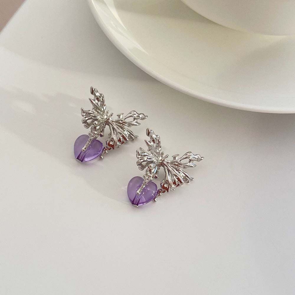 Bông tai hình bướm màu hồng phong cách Hàn Quốc thời trang cho nữ