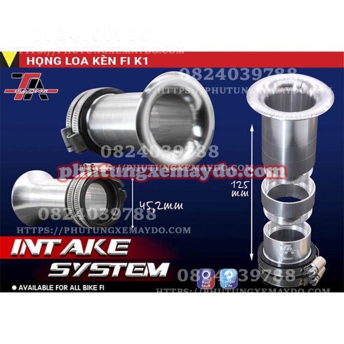 HỌNG GIÓ LOA KÈN CNC GẮN HỌNG XĂNG FI TARACING K1 CHO TẤT CẢ CÁC DÒNG XE XÀI HỌNG XĂNG [BAO ĐỔI TRẢ NẾU HÀNG LỔI]