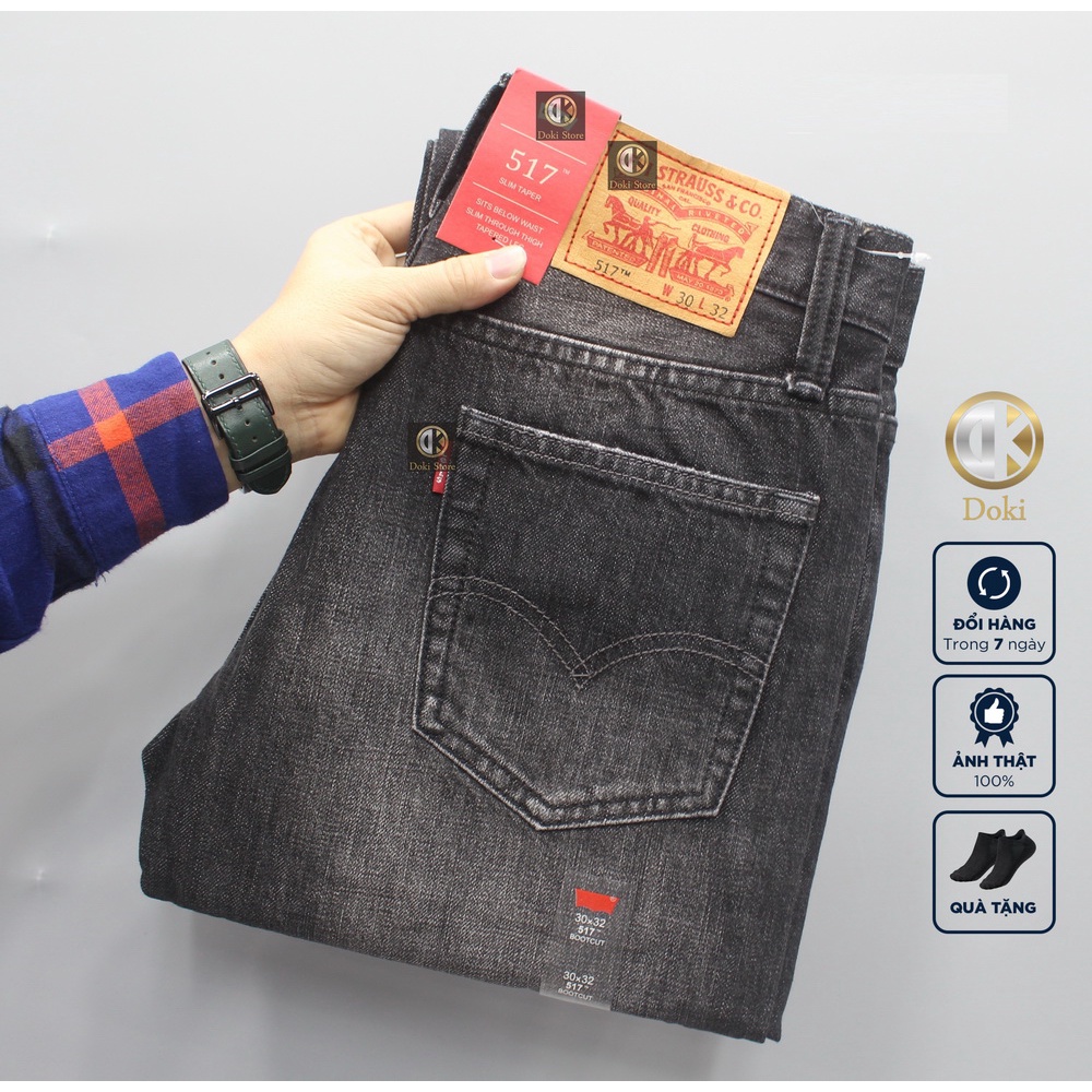 Quần Jean Suông Nam Cao Cấp Xám Đậm AUS-07, quần suông ống rộng, vải ko co giãn, ống 19-20 - Doki Store