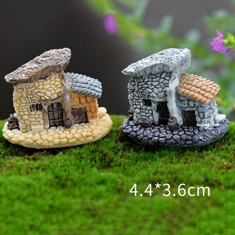 Mô Hình Ngôi Nhà Mini Thủ Công Cổ Điển Trang Trí Nhà Cửa Sân Vườn Cổ Tích