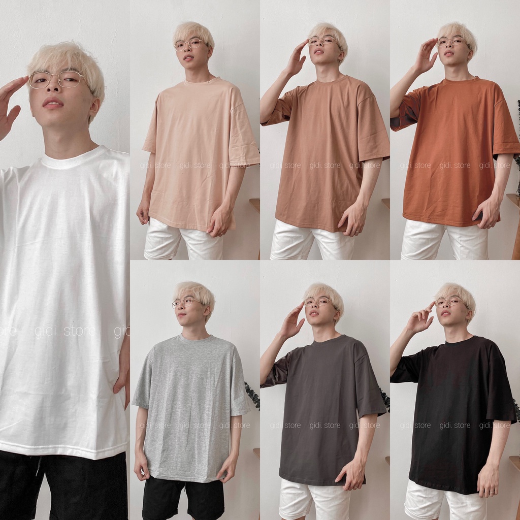 Áo phông trơn Nam Nữ Unisex OVERSIZE FORM RỘNG tay lỡ vải thun co giãn không nhăn cổ tròn GIDI màu Vàng