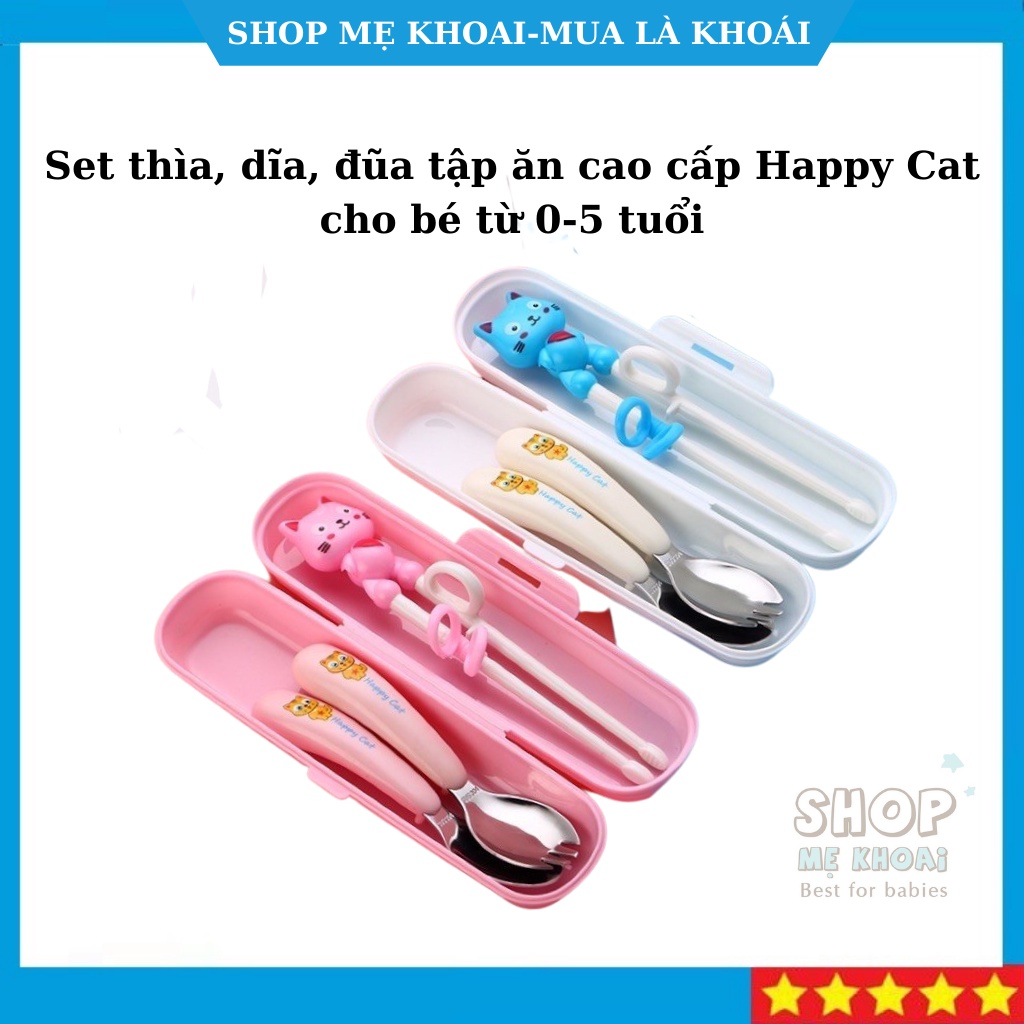 Bộ Muỗng Đũa Tập ăn cao cấp Họa Tiết Hoạt Hình Dễ Thương Cho Bé - KhoaiBaby