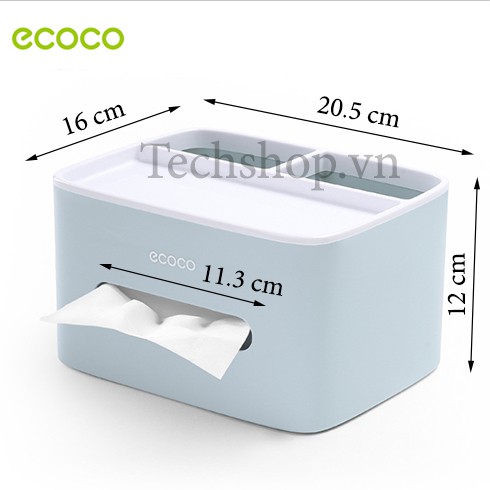 Hộp đựng giấy ăn để bàn ecoco e1602 có chia ngăn và khe để điện thoại tiện nghi