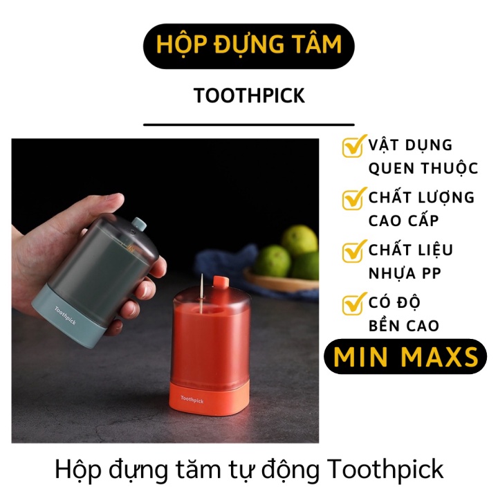 Hũ Tăm - Hộp Đựng Tăm Xỉa Răng Nhấn nút Tự Động, Kiểu Dáng Sang Trọng 9534 [MINMAXS]