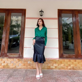 Chân váy lụa đuôi cá xoè