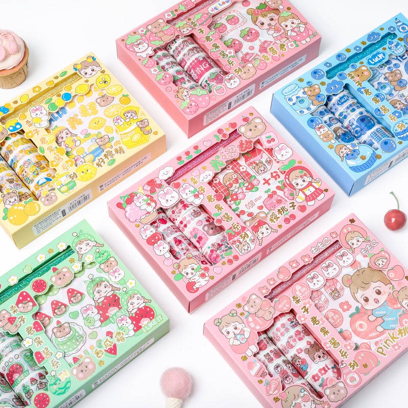 Hình Dán Trẻ Em。 Set Băng Keo Dán Trang Trí Hình Cô Gái Trái Tim Dễ Thương DIY