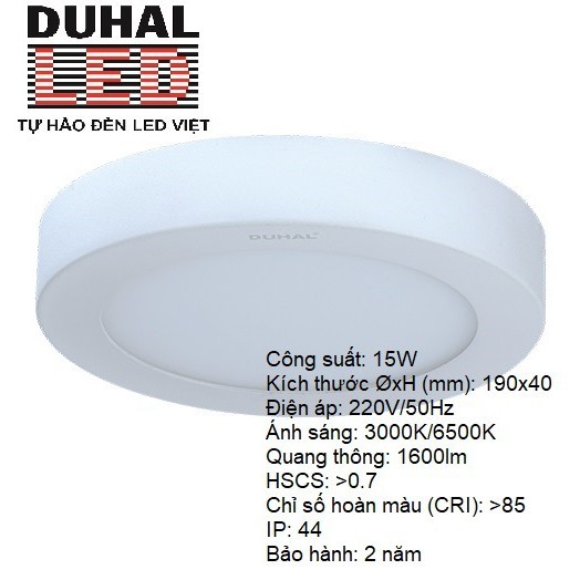 ĐÈN LED PANEL ỐP TRẦN TRÒN 15W DUHAL - KEGC515