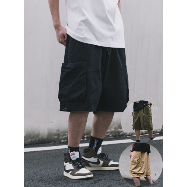 Quần short năm tấc dáng rộng dài qua gối thời trang mùa hè phong cách Nhật Bản hip-hop ins