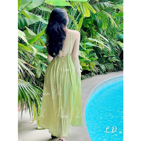 Váy maxi nữ hai dây đơn giản dáng xuông bầu bì bon chen đều được